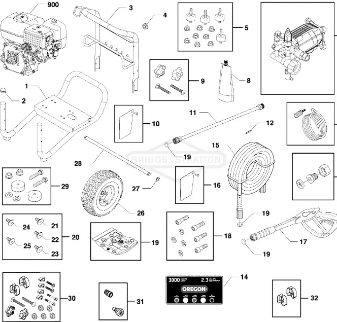 OREGON 3000 psi model 020820-00 power washer replacement parts & manual